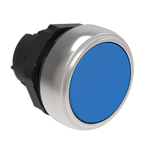 Lovato LPCQ106, Push-Push Button Actuator, Ø22mm Platinum Series Chromed Plastic, Push ON-Push OFF, Flush, Blue