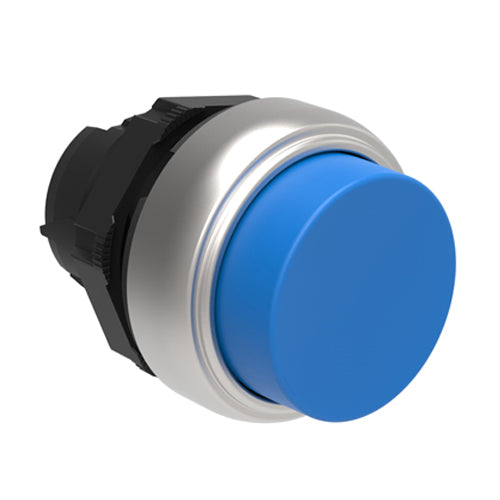 Lovato LPCQ206, Push-Push Button Actuator, Ø22mm Platinum Series Chromed Plastic, Push ON-Push OFF, Extended, Blue