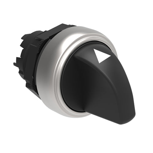 Lovato LPCS131, Selector Switch Actuator, Short Lever, Ø22mm Platinum Series Chromed Plastic, 3 Position, 1 > 0 < 2, Black