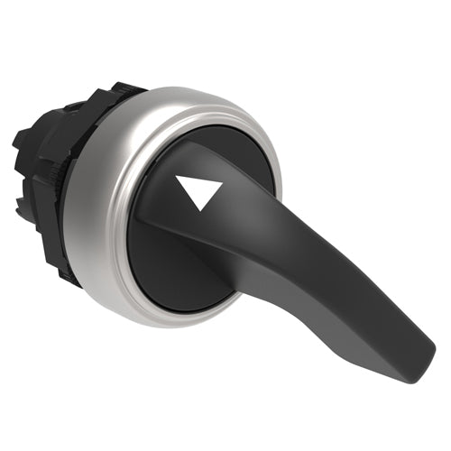 Lovato LPCS220, Selector Switch Actuator, Long Lever, Ø22mm Platinum Series Chromed Plastic, 2 Position, 0 - 1, Black