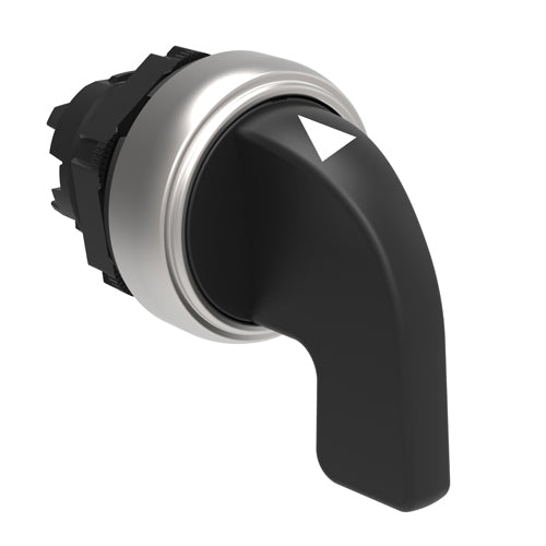 Lovato LPCS230, Selector Switch Actuator, Long Lever, Ø22mm Platinum Series Chromed Plastic, 3 Position, 1 - 0 - 2, Black