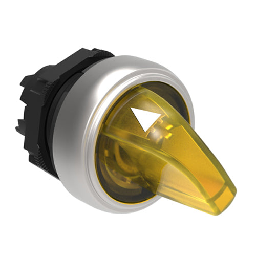 Lovato LPCSL1205, Illuminated Selector Switch Actuator, Short Lever, Ø22mm Platinum Series Chromed Plastic, 2 Position, 0 - 1, Yellow