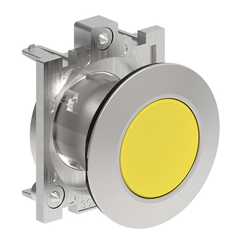 Lovato LPFQ105, Push-Push Button Actuator, Ø30mm Platinum Series Flat Metal, Flush, Push ON-Push OFF, Yellow