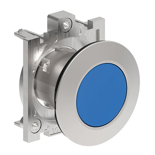 Lovato LPFQ106, Push-Push Button Actuator, Ø30mm Platinum Series Flat Metal, Flush, Push ON-Push OFF, Blue