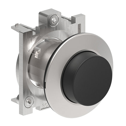 Lovato LPFQ202, Push-Push Button Actuator, Ø30mm Platinum Series Flat Metal, Extended, Push ON-Push OFF, Black