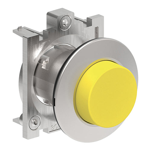 Lovato LPFQ205, Push-Push Button Actuator, Ø30mm Platinum Series Flat Metal, Extended, Push ON-Push OFF, Yellow