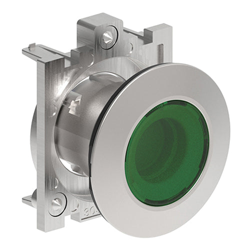 Lovato LPFL3, Pilot Light Head, Ø30mm Platinum Series Flat Metal, Without Mounting Adapter, Green