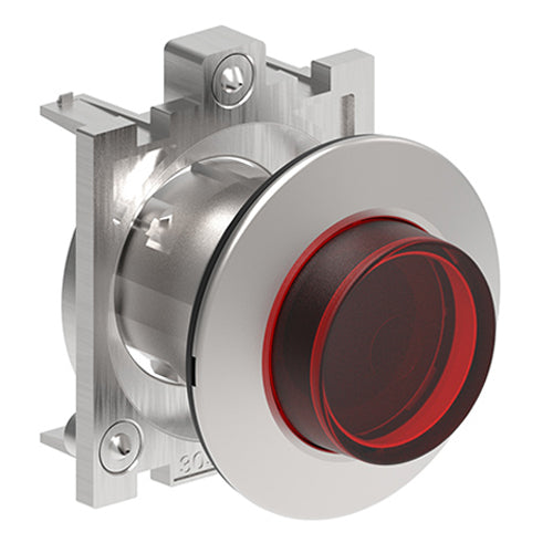 Lovato LPFQL204, Illuminated Push-Push Button Actuator, Ø30mm Platinum Series Flat Metal, Extended, Push ON-Push OFF, Red