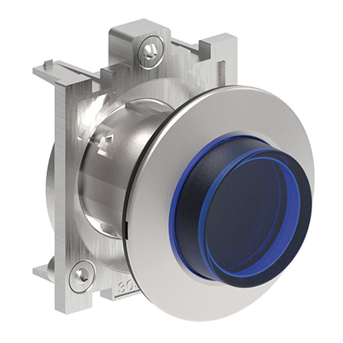 Lovato LPFBL206, Illuminated Button Actuator, Spring Return, Ø30mm Platinum Series Flat Metal, Extended, Blue