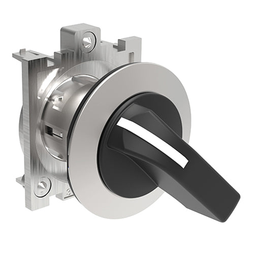 Lovato LPFS233, Selector Switch Actuator, Long Lever, Ø30mm Platinum Series Flat Metal, 3 Position, 1 - 0 < 2, Black