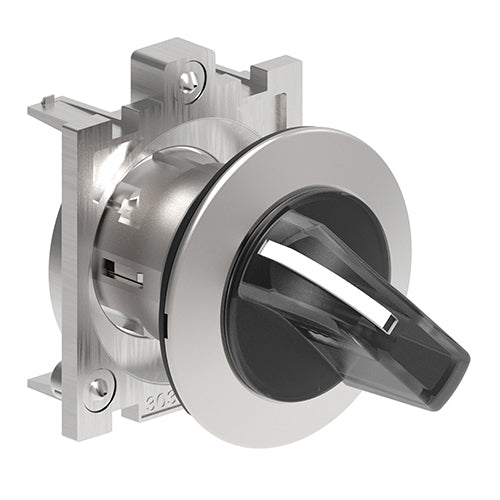 Lovato LPFSL1338, Illuminated Selector Switch Actuator, Short Lever, Ø30mm Platinum Series Flat Metal, 3 Position, 1 - 0 < 2, White