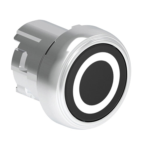 Lovato LPSB1102, Pushbutton Actuator with "O" Symbol, Spring Return, Ø22mm Platinum Series Metal, Flush, Black
