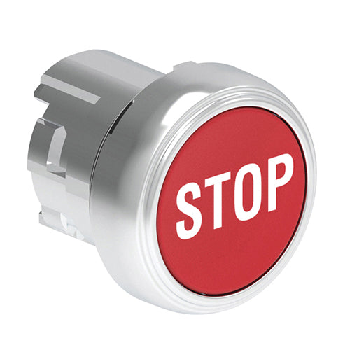 Lovato LPSB1134, Pushbutton Actuator with "STOP" Symbol, Spring Return, Ø22mm Platinum Series Metal, Flush, Red