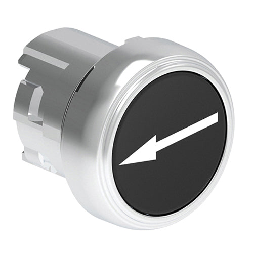 Lovato LPSB1142, Pushbutton Actuator with Right/Left Arrow Symbol, Spring Return, Ø22mm Platinum Series Metal, Flush, Black