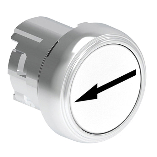 Lovato LPSB1148, Pushbutton Actuator with Right/Left Arrow Symbol, Spring Return, Ø22mm Platinum Series Metal, Flush, White