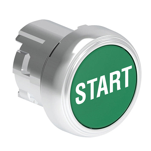 Lovato LPSB1163, Pushbutton Actuator with "START" Symbol, Spring Return, Ø22mm Platinum Series Metal, Flush, Green