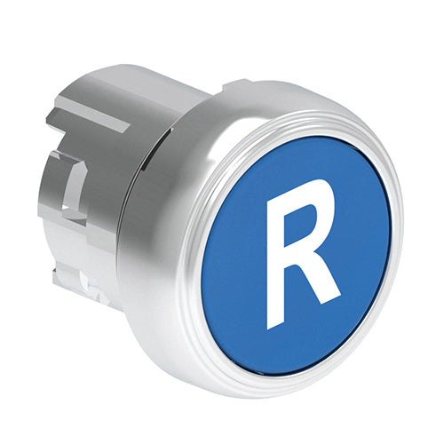 Lovato LPSB1176, Pushbutton Actuator with "R" Symbol, Spring Return, Ø22mm Platinum Series Metal, Flush, Blue