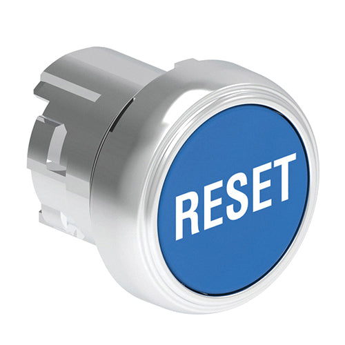 Lovato LPSB1196, Pushbutton Actuator with "RESET" Symbol, Spring Return, Ø22mm Platinum Series Metal, Flush, Blue