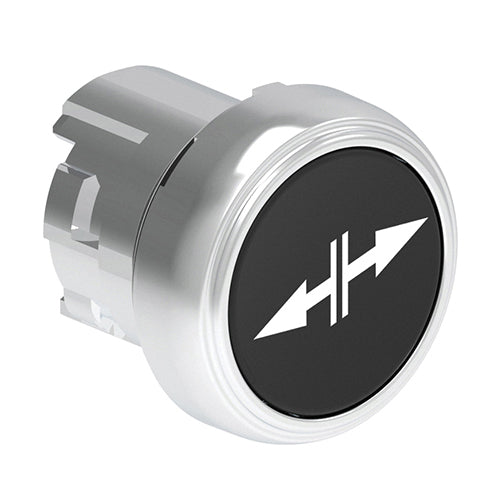 Lovato LPSB1502, Pushbutton Actuator with Outwards Pointing Arrows Symbol, Spring Return, Ø22mm Platinum Series Metal, Flush, Black