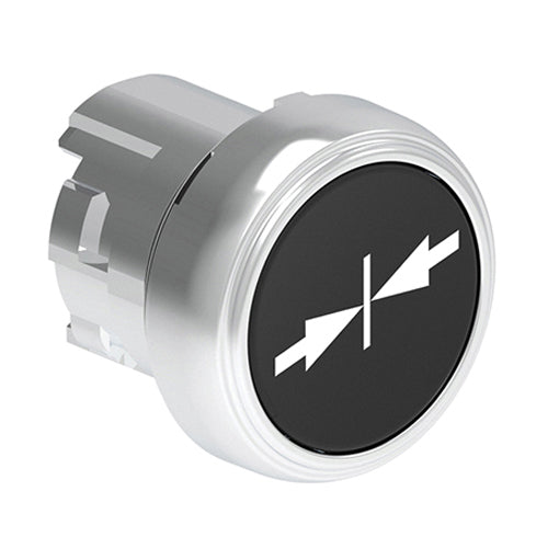 Lovato LPSB1512, Pushbutton Actuator with Inwards Pointing Arrows Symbol, Spring Return, Ø22mm Platinum Series Metal, Flush, Black