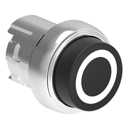 Lovato LPSB2102, Pushbutton Actuator with "O" Symbol, Spring Return, Ø22mm Platinum Series Metal, Extended, Black