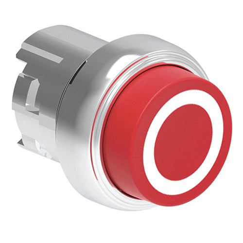 Lovato LPSB2104, Pushbutton Actuator with "O" Symbol, Spring Return, Ø22mm Platinum Series Metal, Extended, Red