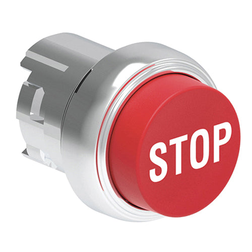 Lovato LPSB2134, Pushbutton Actuator with "STOP" Symbol, Spring Return, Ø22mm Platinum Series Metal, Extended, Red