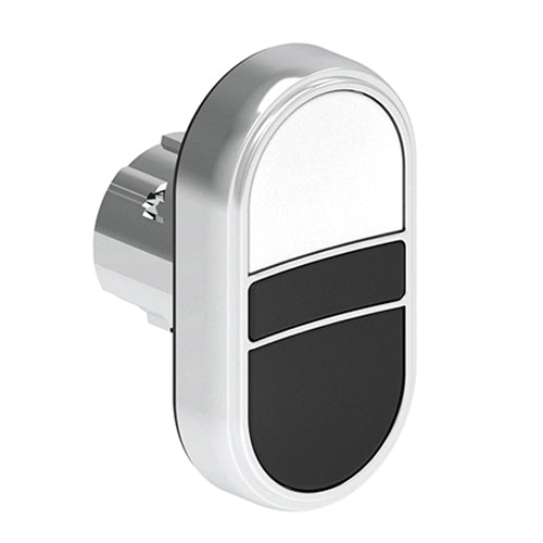 Lovato LPSB7114, Double-Touch Actuator, Ø22mm Platinum Series Metal, Two Flush Pushbuttons, Both Spring Return, White/Black