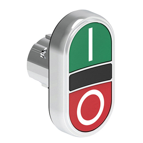 Lovato LPSB7123, Double-Touch Actuator with "I-O" Symbol, Ø22mm Platinum Series Metal, Two Flush Pushbuttons, Both Spring Return, Green/Red