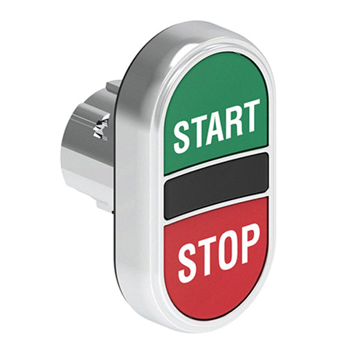 Lovato LPSB7133, Double-Touch Actuator with "START-STOP" Symbol, Ø22mm Platinum Series Metal, Two Flush Pushbuttons, Both Spring Return, Green/Red