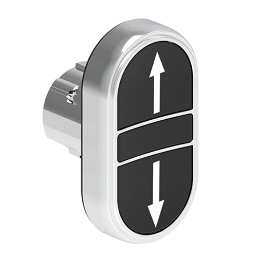 Lovato LPSB7191, Double-Touch Actuator with Up-Down Arrow Symbol, Ø22mm Platinum Series Metal, Two Flush Pushbuttons, Both Spring Return, Black/Black