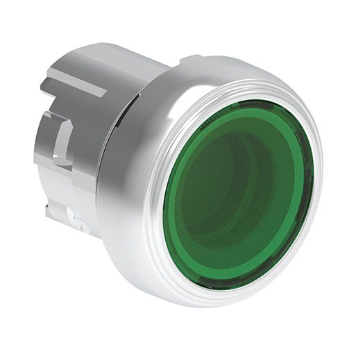 Lovato LPSQL103, Illuminated Push-Push Button Actuator, Ø22mm Platinum Series Metal, Push ON-Push OFF, Flush, Green