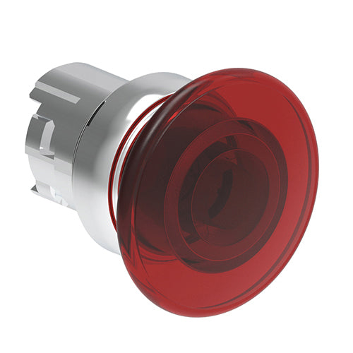 Lovato LPSBL6144, Illuminated Mushroom Head Button Actuator, Ø22mm Platinum Series Metal, Spring Return, Ø40mm Head Diameter, Red
