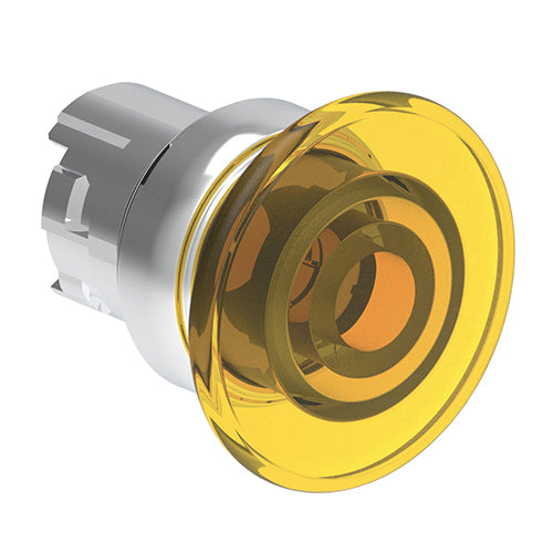 Lovato LPSBL6145, Illuminated Mushroom Head Button Actuator, Ø22mm Platinum Series Metal, Spring Return, Ø40mm Head Diameter, Yellow