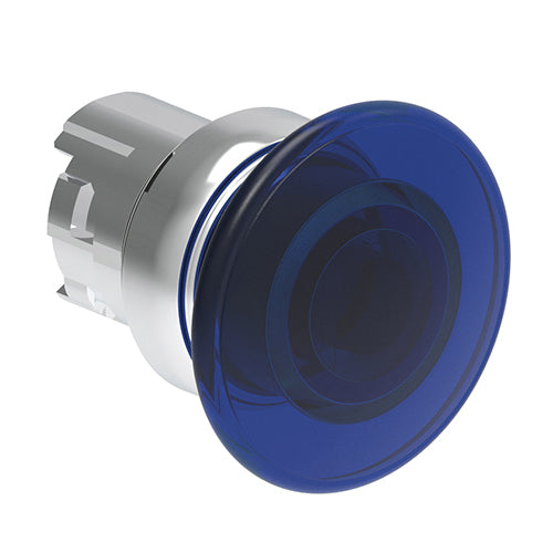 Lovato LPSBL6146, Illuminated Mushroom Head Button Actuator, Ø22mm Platinum Series Metal, Spring Return, Ø40mm Head Diameter, Blue