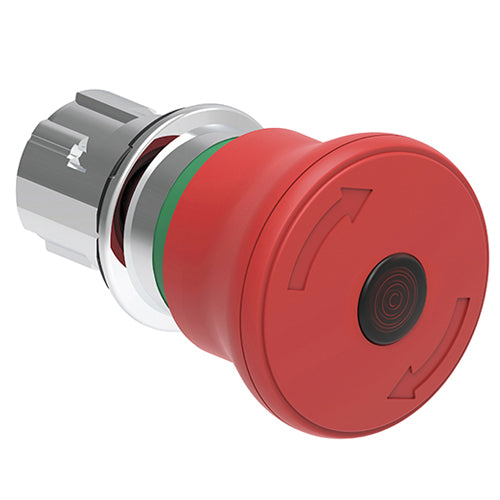 Lovato LPSBL6644, Illuminated Mushroom Head Button Actuator, Ø22mm Platinum Series Metal, Latch, Turn To Release, For Emergency Stopping, ISO 13850 Compliant, Ø40mm Head Diameter, Red
