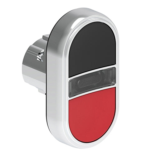 Lovato LPSBL7112, Double-Touch Actuator, White Indicator, Ø22mm Platinum Series Metal, Two Flush Pushbuttons, Both Spring Return, Black/Red