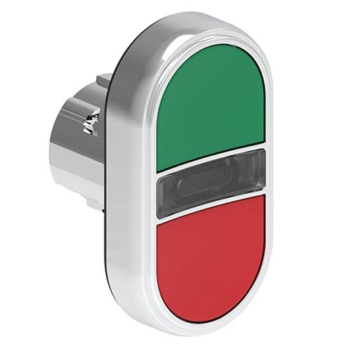 Lovato LPSBL7113, Double-Touch Actuator, White Indicator, Ø22mm Platinum Series Metal, Two Flush Pushbuttons, Both Spring Return, Green/Red