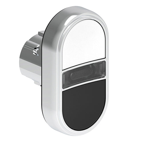 Lovato LPSBL7114, Double-Touch Actuator, White Indicator, Ø22mm Platinum Series Metal, Two Flush Pushbuttons, Both Spring Return, White/Black