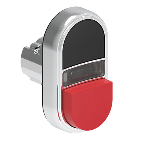 Lovato LPSBL7212, Double-Touch Actuator, Ø22mm Platinum Series Metal, One Extended and One Flush Pushbuttons, Both Spring Return, Black/Red