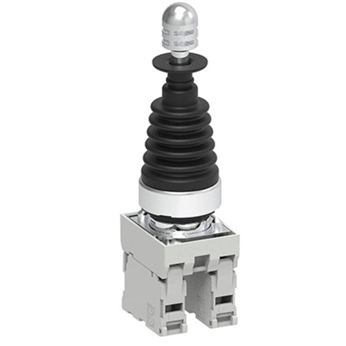 Lovato LPSJ210, Joystick with Mechanical Interlock, Ø22mm Platinum Series Metal, Complete with Auxiliary Contact, Instable, 2NO Auxiliary Contacts