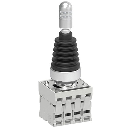 Lovato LPSJ401, Joystick without Mechanical Interlock, Ø22mm Platinum Series Metal, Complete with Auxiliary Contact, Stable, 4NO Auxiliary Contacts