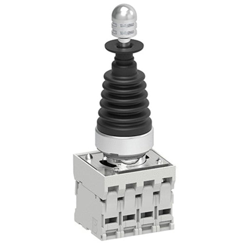 Lovato LPSJ410, Joystick with Mechanical Interlock, Ø22mm Platinum Series Metal, Complete with Auxiliary Contact, Instable, 4NO Auxiliary Contacts