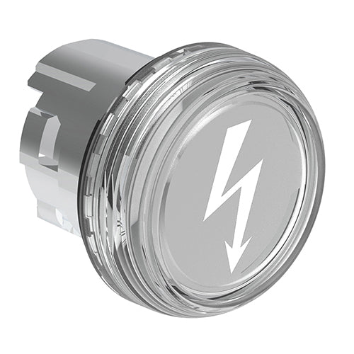Lovato LPSL1187, Pilot Light Head with Symbol Indicating ''DANGEROUS VOLTAGE'', Ø22mm Platinum Series Metal, Transparent, Without Mounting Adapter