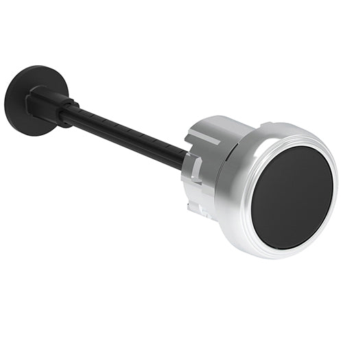 Lovato LPSR1002, Mechanical Rest Button, Complete Unit, Spring Return, Ø22mm Platinum Series Metal, Flush, Adjustable Length 0...150mm/5.9in, Complete with Shaft, Black