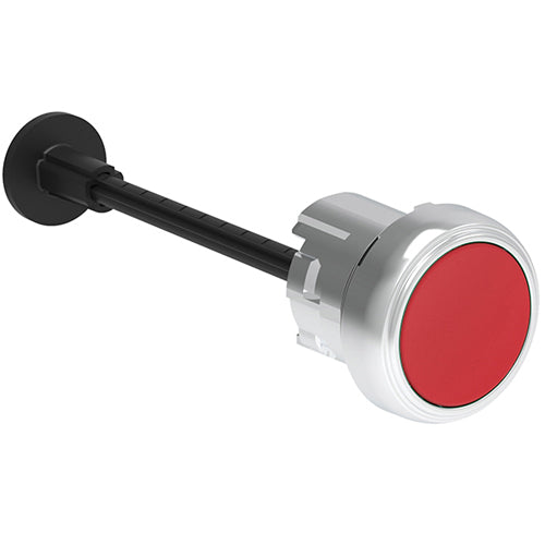 Lovato LPSR1004, Mechanical Rest Button, Complete Unit, Spring Return, Ø22mm Platinum Series Metal, Flush, Adjustable Length 0...150mm/5.9in, Complete with Shaft, Red