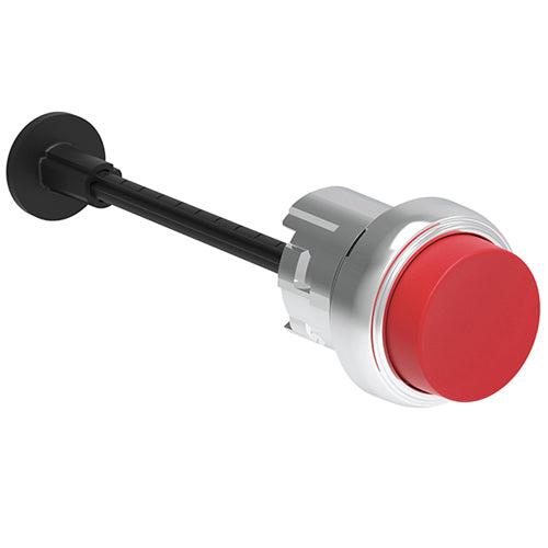 Lovato LPSR2004, Mechanical Rest Button, Complete Unit, Spring Return, Ø22mm Platinum Series Metal, Extended, Adjustable Length 0...150mm/5.9in, Complete with Shaft, Red