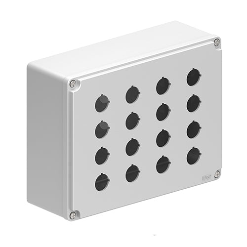 Lovato LPZM16CA8, Multiholes Metal Control Station, Empty with No Actuators, For 16 Actuators, Grey Cover