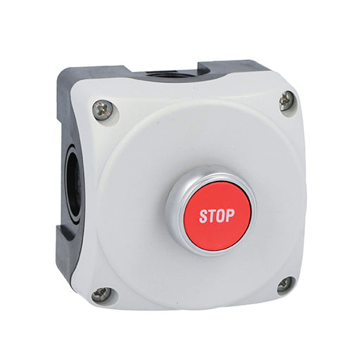 Lovato LPZP1B8103, Grey control station LPZP1A8 complete with red flush pushbutton "STOP" LPCB1134 1NC