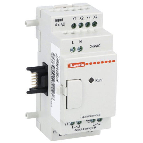 Lovato LRE08RA024, Micro PLC, Expansion Module, Auxiliary Supply Voltage 24VAC, 4 Inputs/4 Outputs Relay